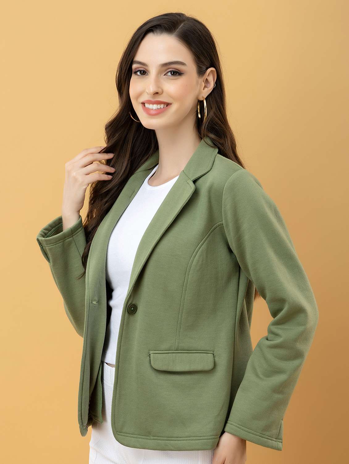 women green fleece regular jacket - 22443703 -  Standard Image - 5