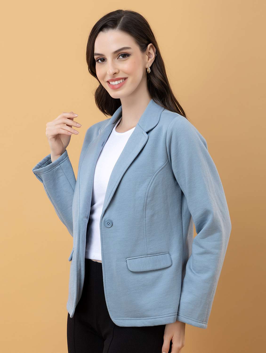 women blue fleece regular jacket - 22443704 -  Standard Image - 5