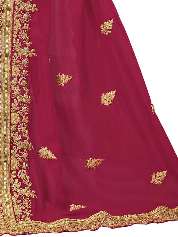 women solid with work half & half saree - 22444254 -  Standard Image - 3