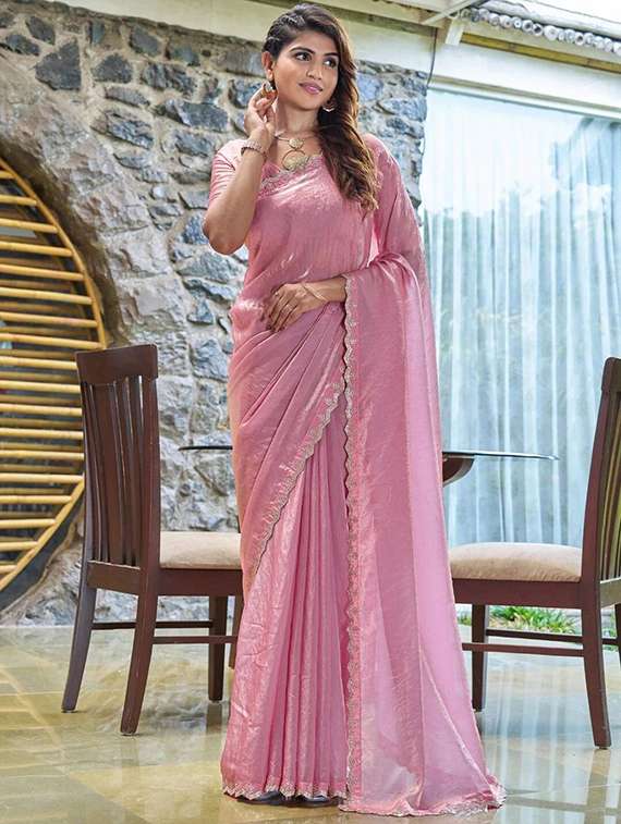 women solid with bordered saree