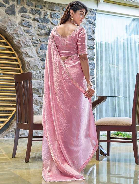 women solid with bordered saree - 22444380 -  Standard Image - 3