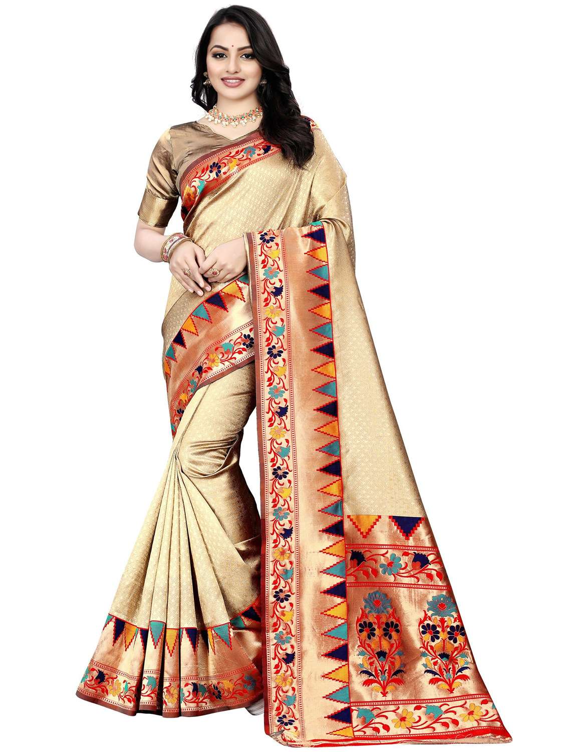 women self design paithani saree