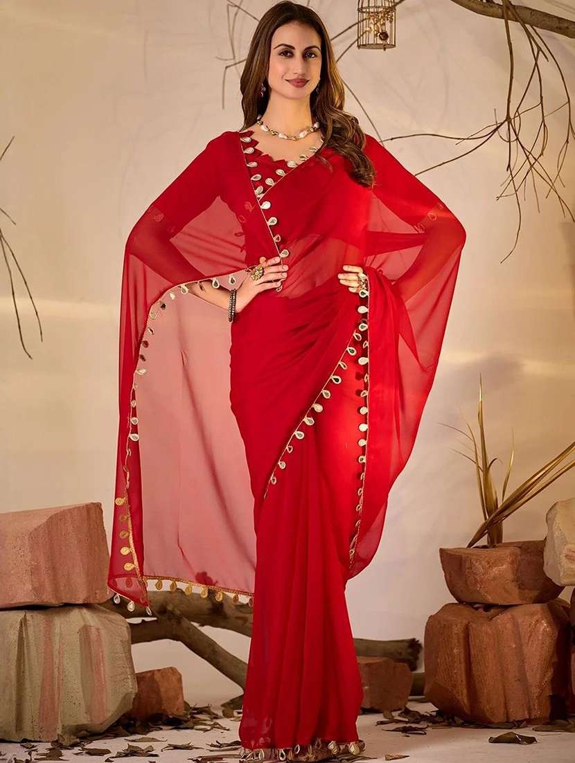 women solid with bordered saree - 22444530 -  Standard Image - 3