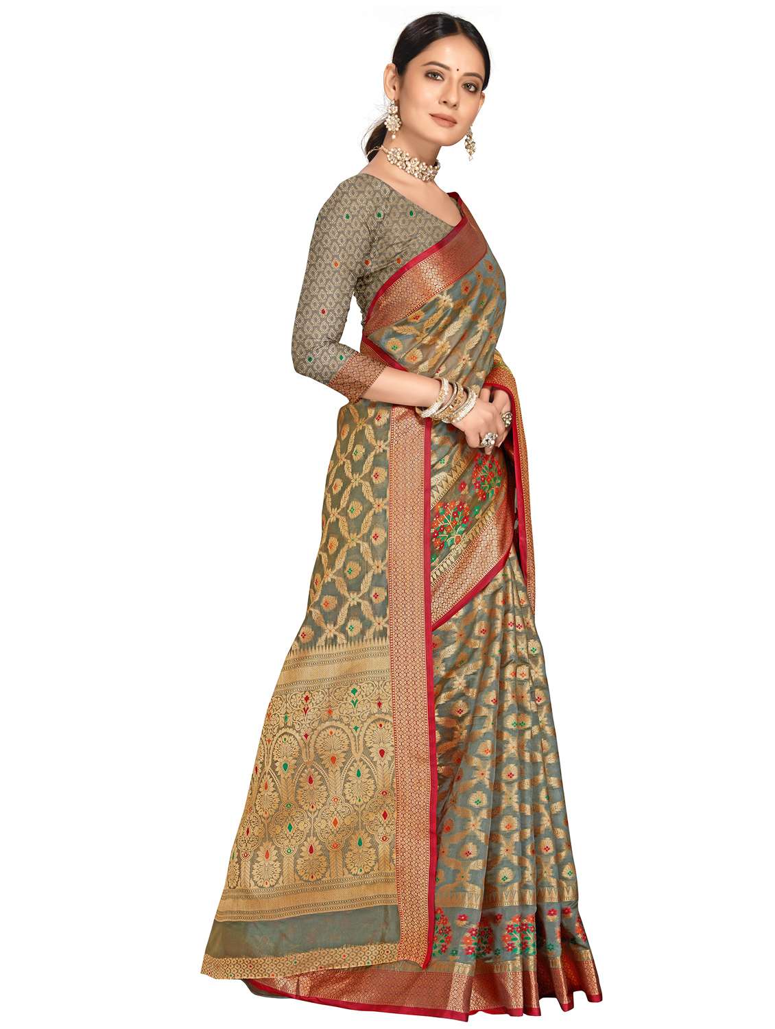 women self design banarasi saree