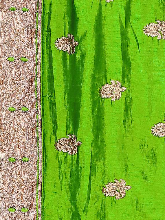 women solid with work half & half saree - 22444939 -  Standard Image - 3