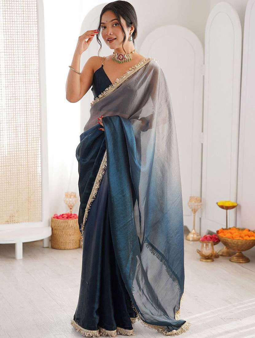 women ombre bordered saree