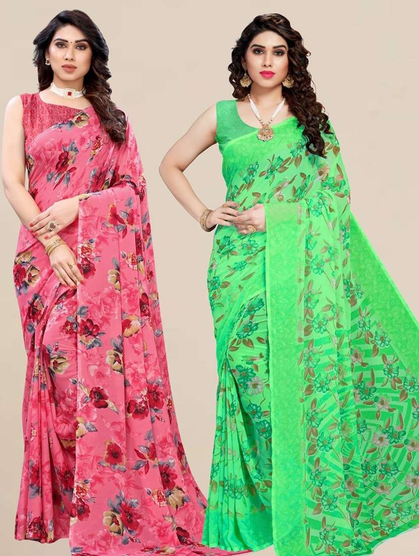 women pack of 2 printed combo saree