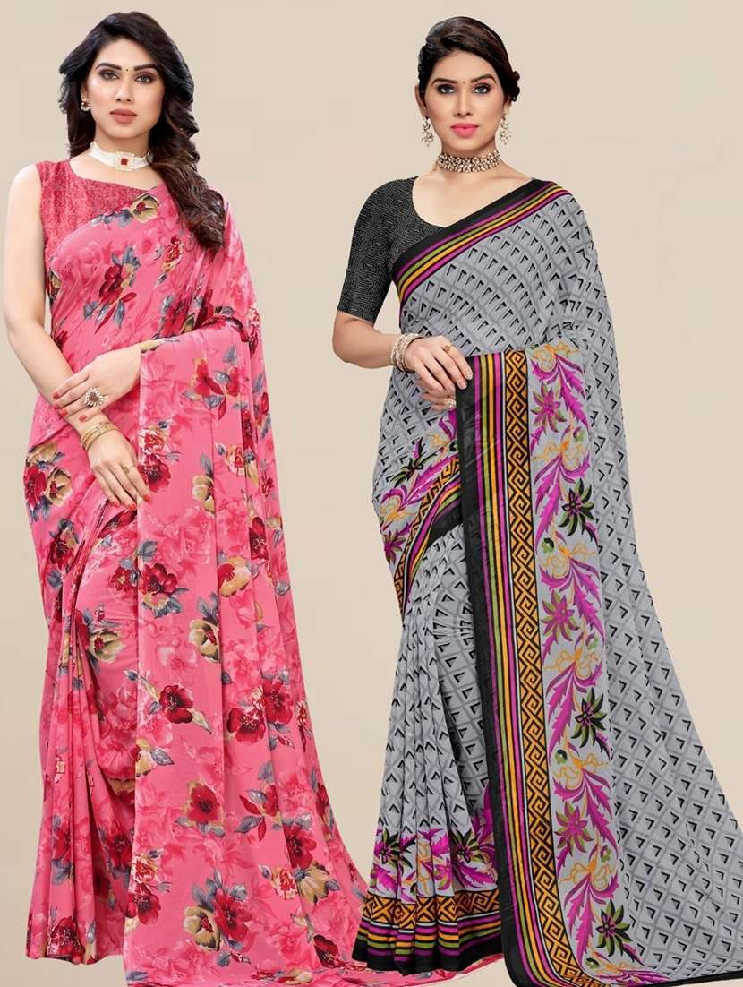 women pack of 2 printed combo saree