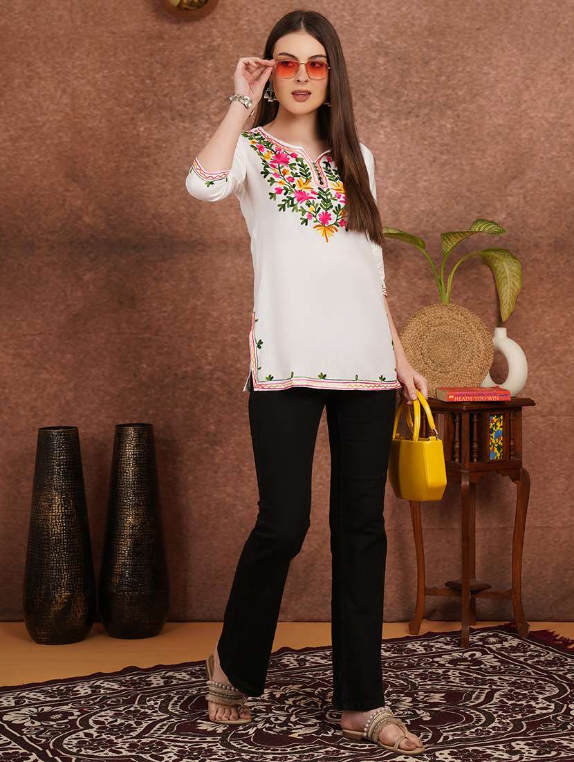 Women White Cotton A-line Kurta - 22444971 -  Standard Image - 5