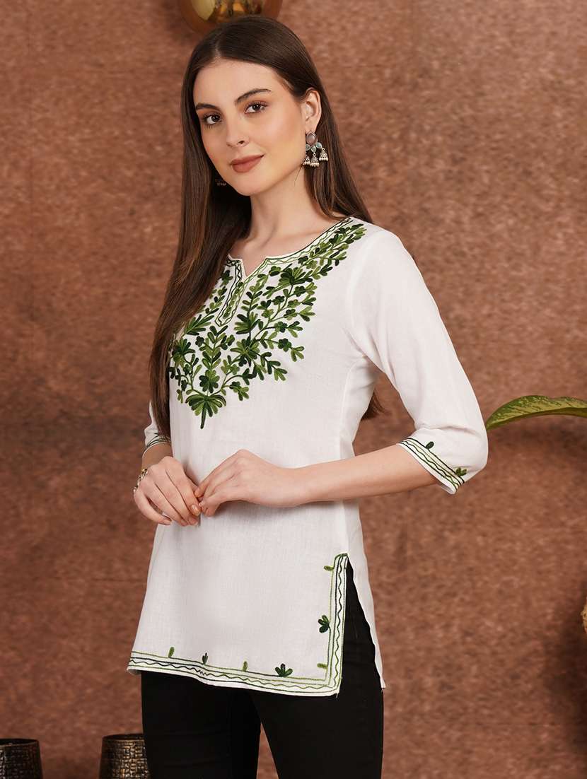 Women White Cotton A-line Kurta - 22444974 -  Standard Image - 3
