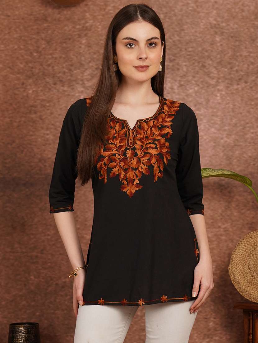 women black cotton a-line kurta