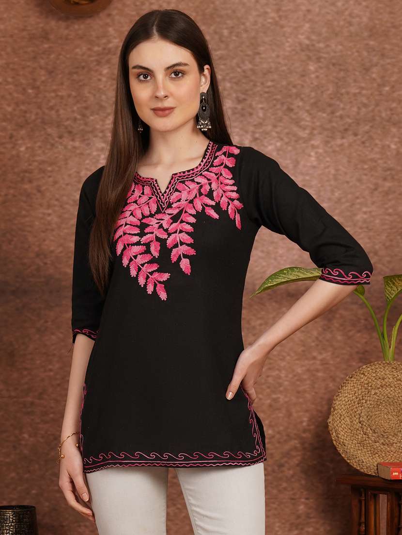 women black cotton a-line kurta