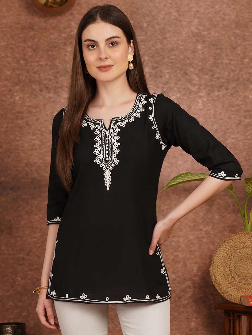 women black cotton a-line kurta
