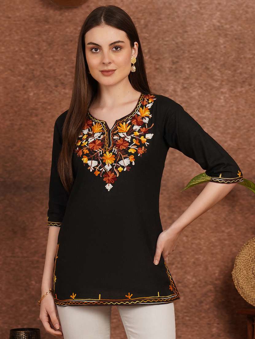women black cotton a-line kurta