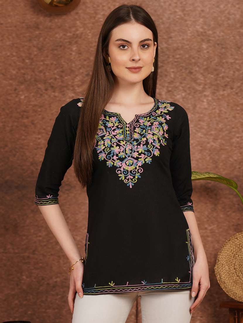 women black cotton a-line kurta
