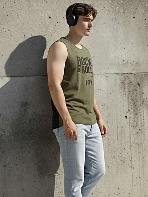 men green cotton chest print t-shirt - 22444993 -  Standard Image - 5