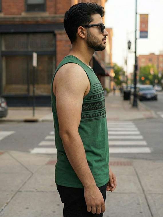 men green cotton chest print t-shirt - 22444997 -  Standard Image - 3