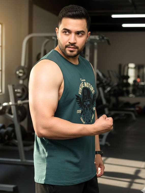 men printed sleeveless  t-shirt - 22445000 -  Standard Image - 3