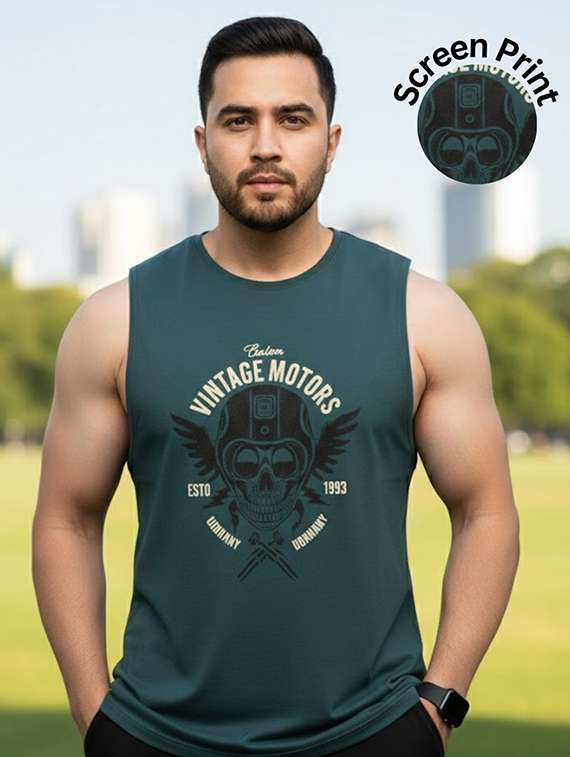 men printed sleeveless  t-shirt - 22445000 -  Standard Image - 5