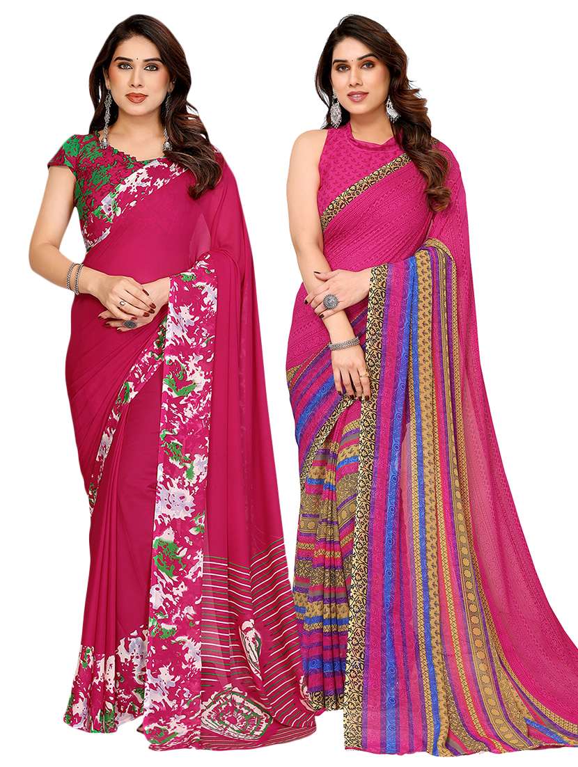 women pack of 2 printed saree with blouse