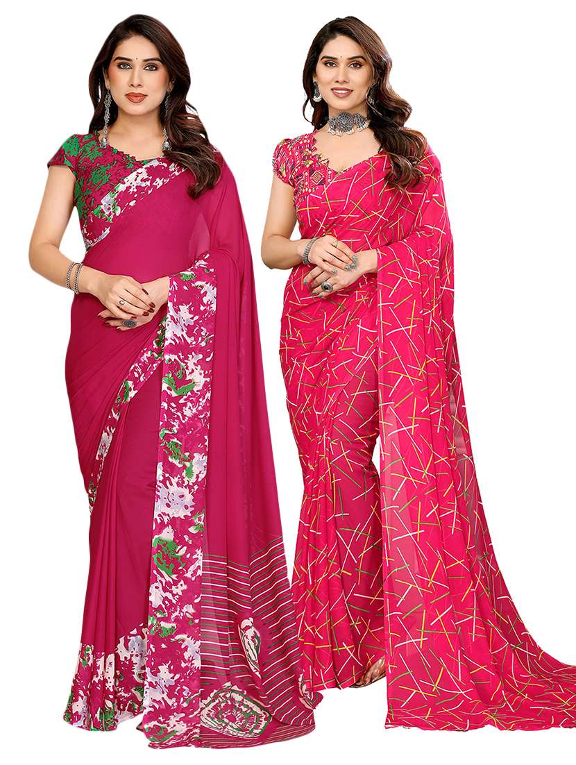 women pack of 2 printed saree with blouse