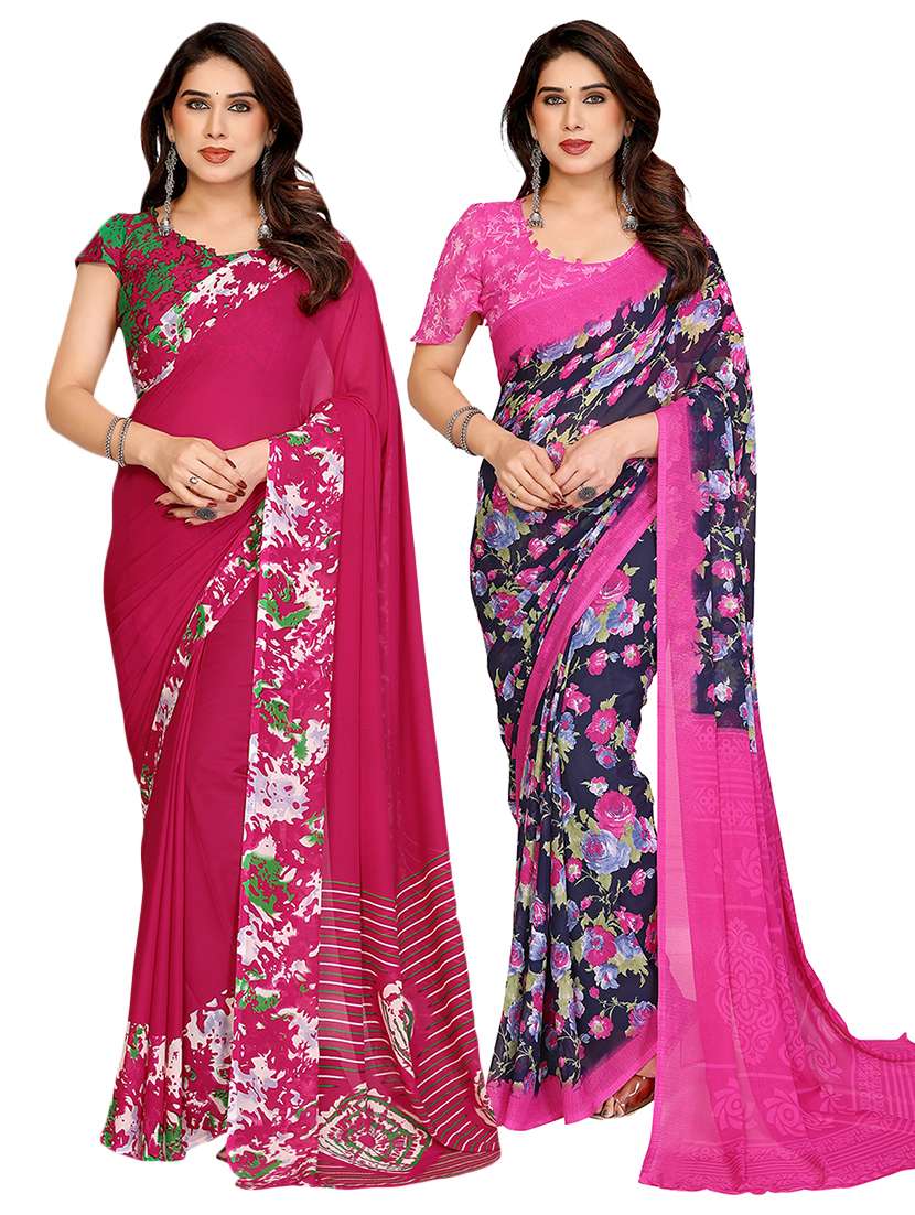 women pack of 2 printed saree with blouse
