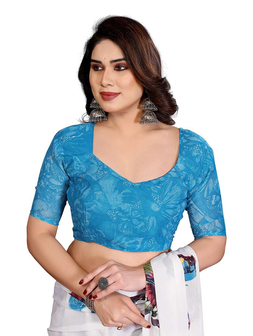 Multi Colored Georgette Combo Saree With Blouse - 22445462 -  Standard Image - 3