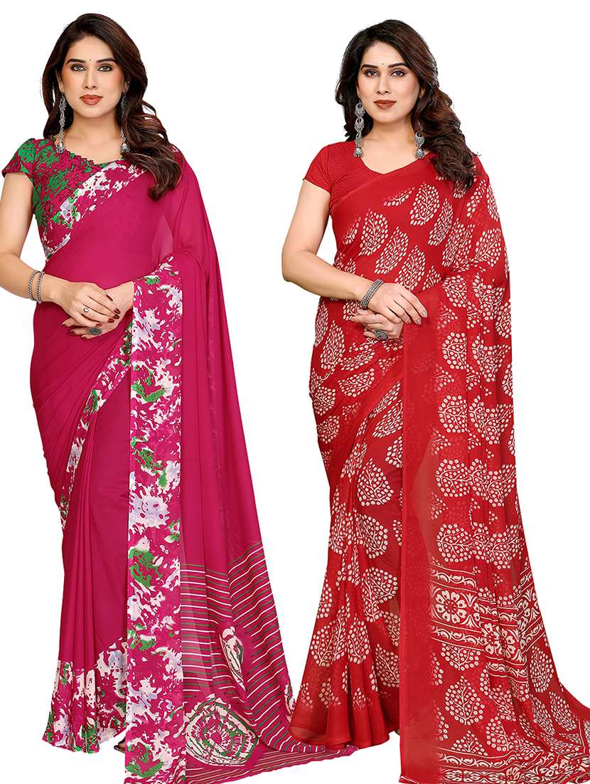 women pack of 2 printed saree with blouse