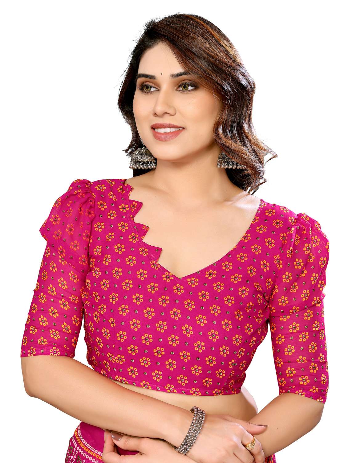 women pack of 2 printed saree with blouse - 22445887 -  Standard Image - 3
