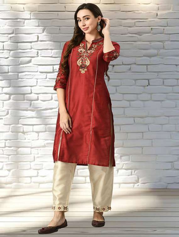 women embroidered kurta pant with dupatta set - 22446552 -  Standard Image - 5