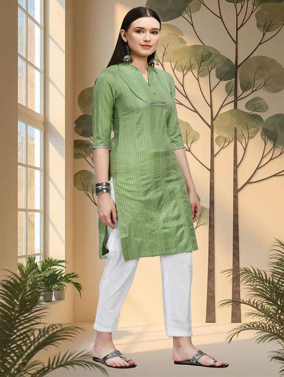 women self design mandarin neck kurta pant set - 22446554 -  Standard Image - 3