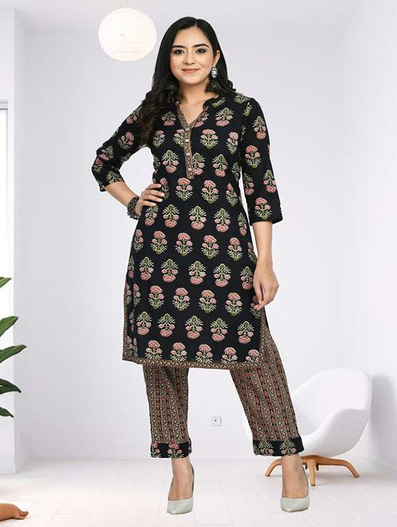 women floral print kurta pant set