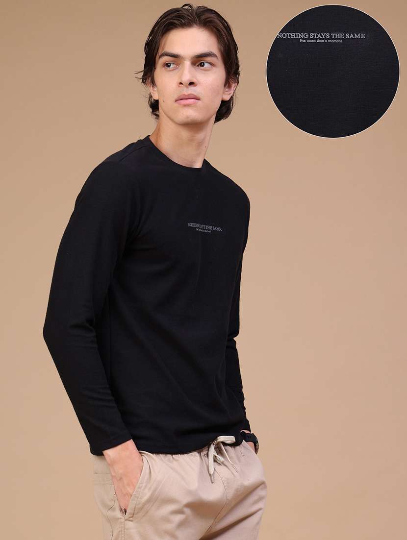 Men Typographic Long Sleeves Regular Fit T-shirt - 22446608 -  Standard Image - 3