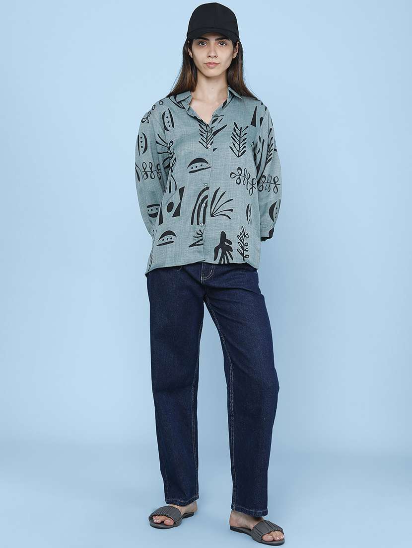 Women Printed Three Quarter Sleeves Shirt Style Top - 22446629 -  Standard Image - 5