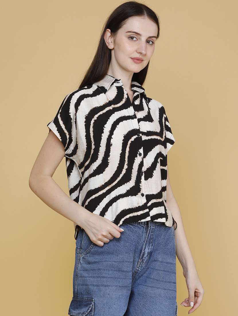women printed collared shirt style top - 22446634 -  Standard Image - 3