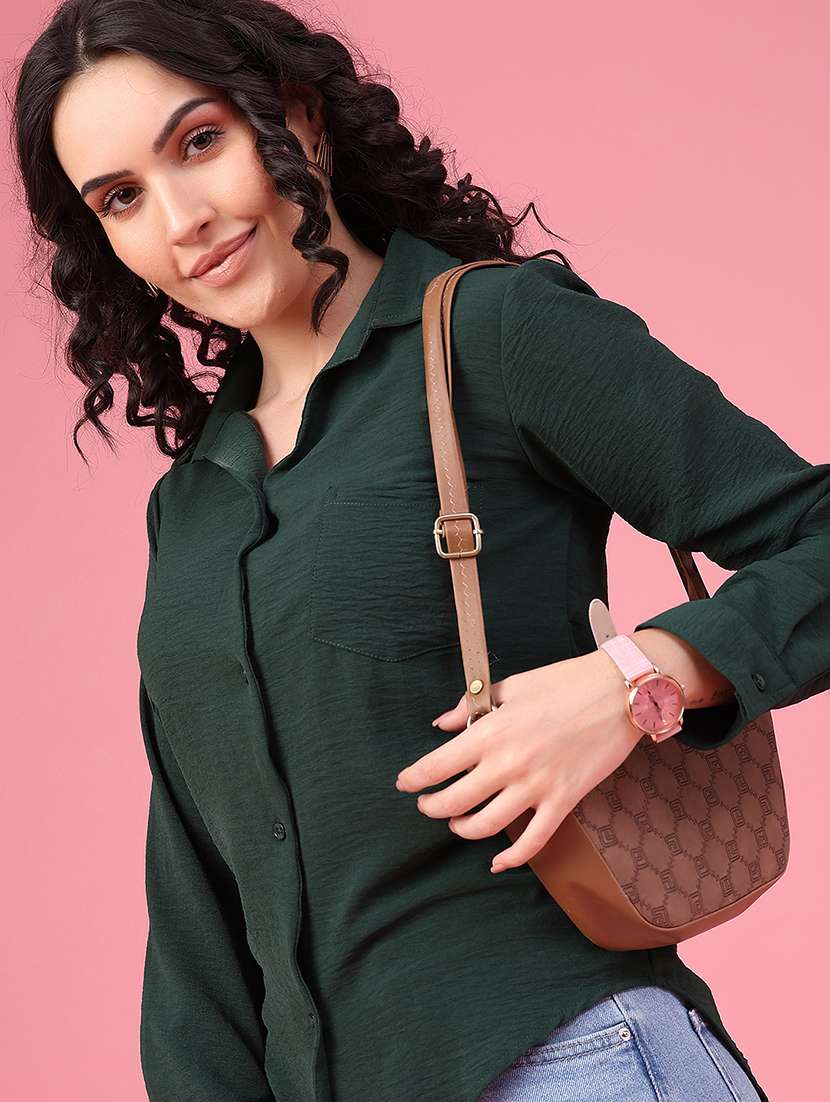 women solid long sleeves regular shirt
