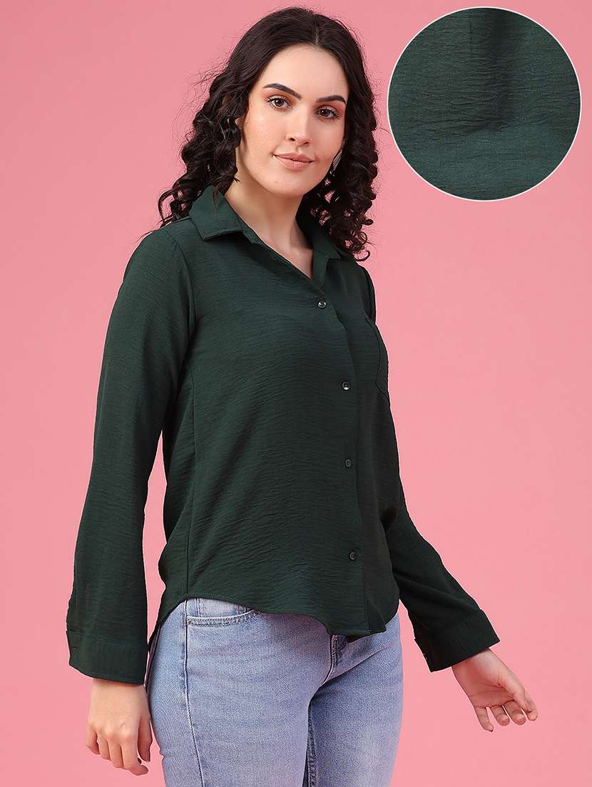 women solid long sleeves regular shirt - 22446706 -  Standard Image - 3