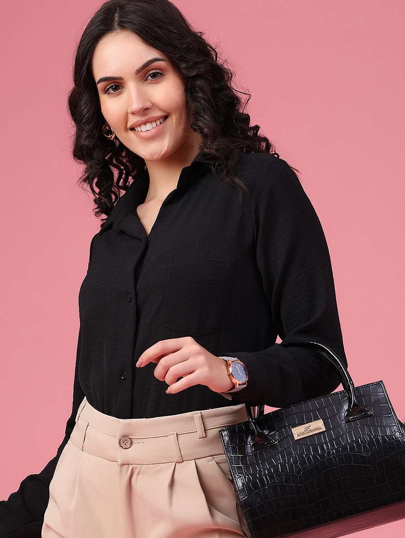 women solid long sleeves regular fit shirt
