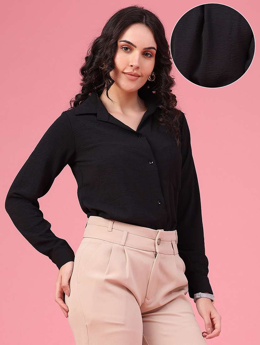 women solid long sleeves regular fit shirt - 22446707 -  Standard Image - 3