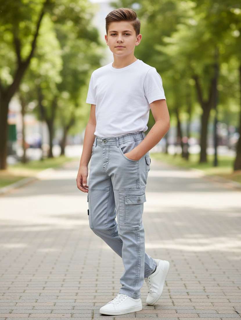 boys washed mid rise cargo pant