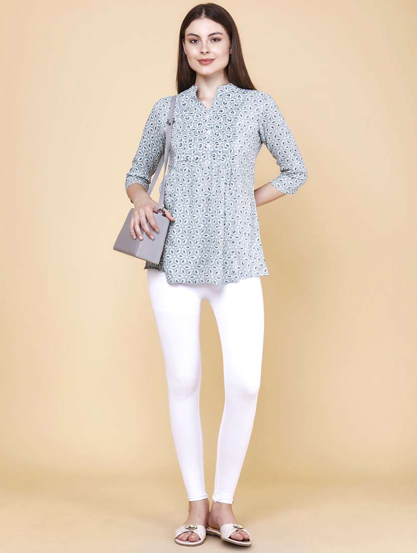 women printed three quarter sleeves a-line top - 22446910 -  Standard Image - 5