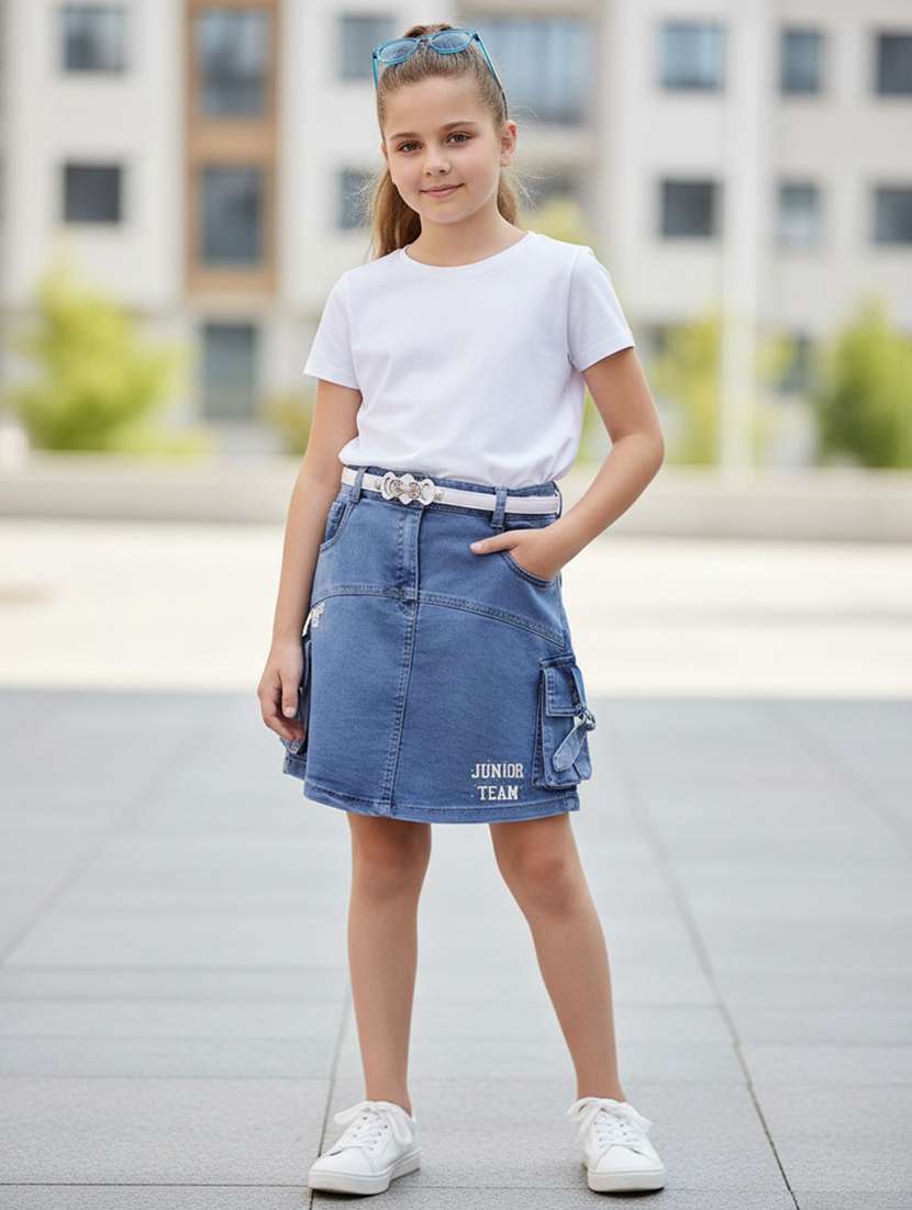 girls printed high rise regular skirt