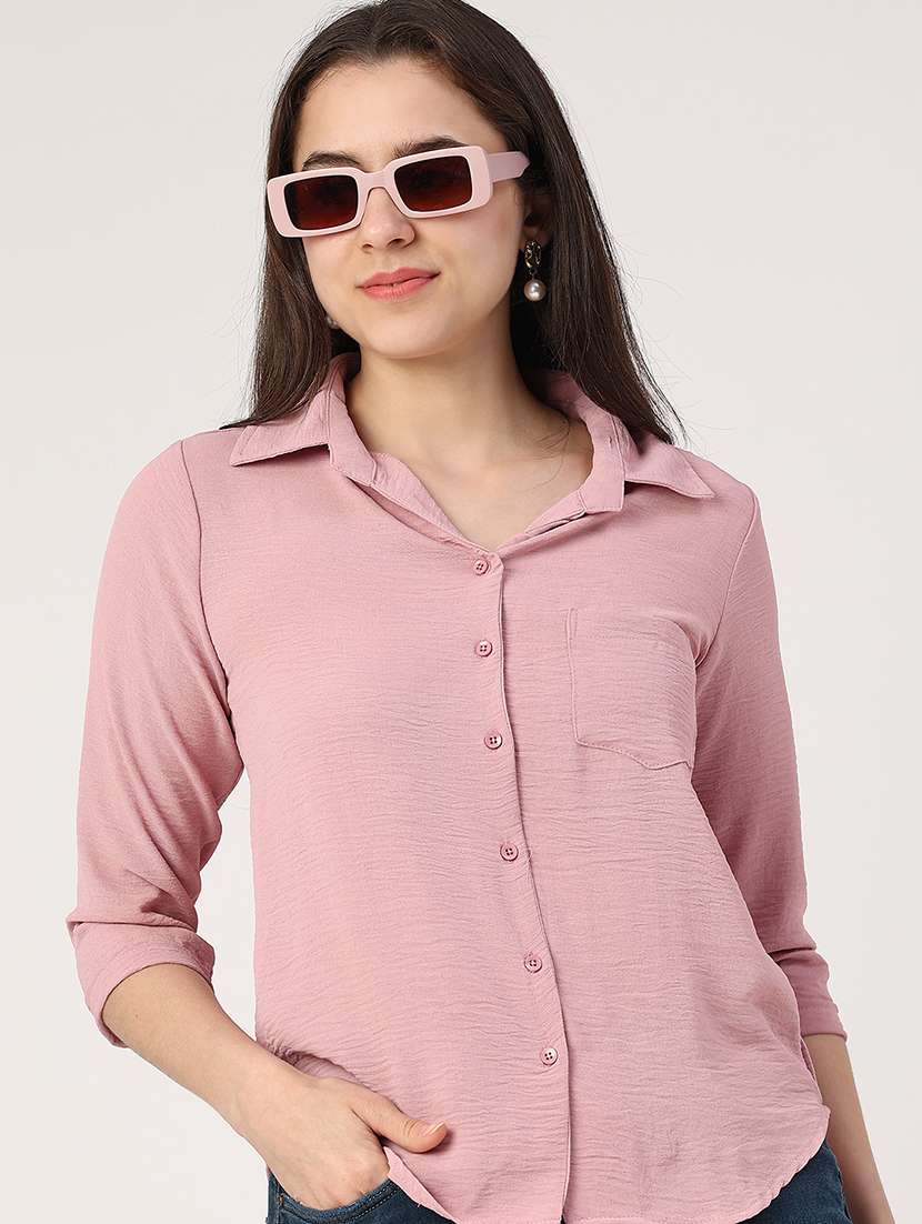 pink cotton regular shirt