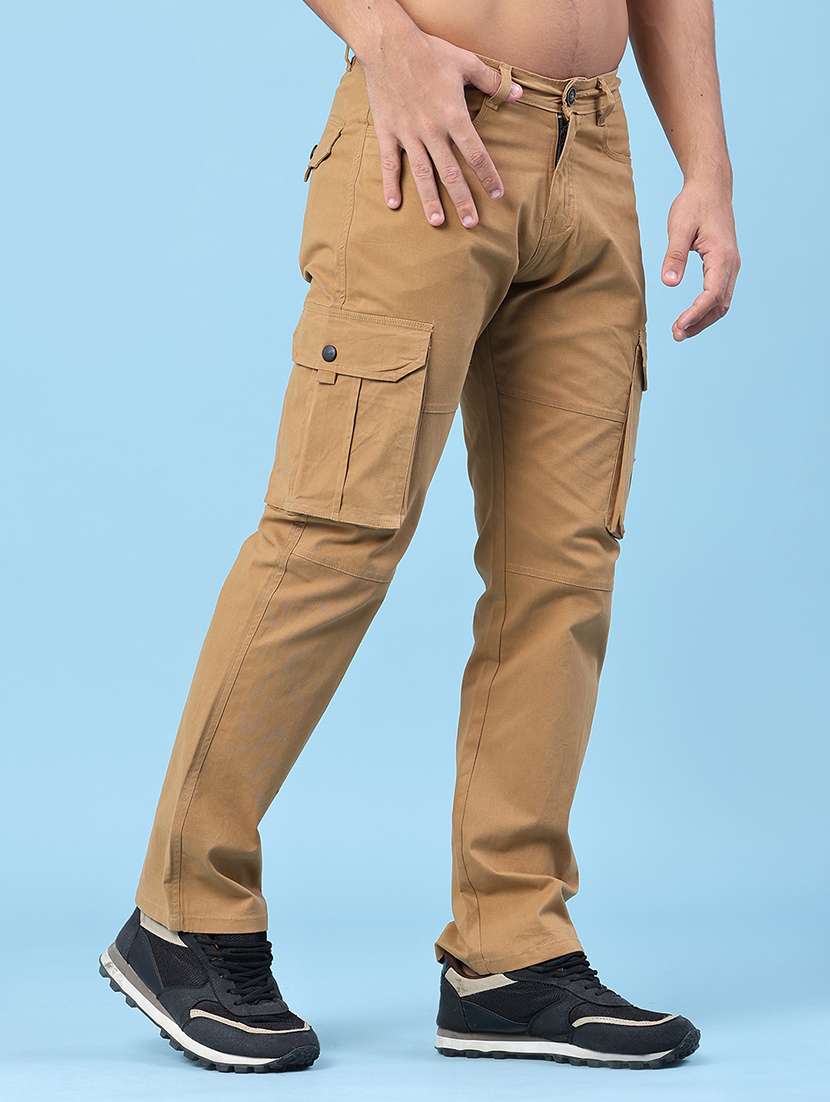 men solid mid rise regular fit cargo  - 22446971 -  Standard Image - 3