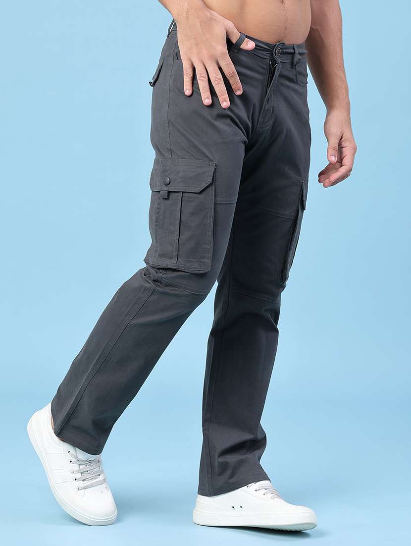 men solid mid rise regular fit cargo  - 22446973 -  Standard Image - 3
