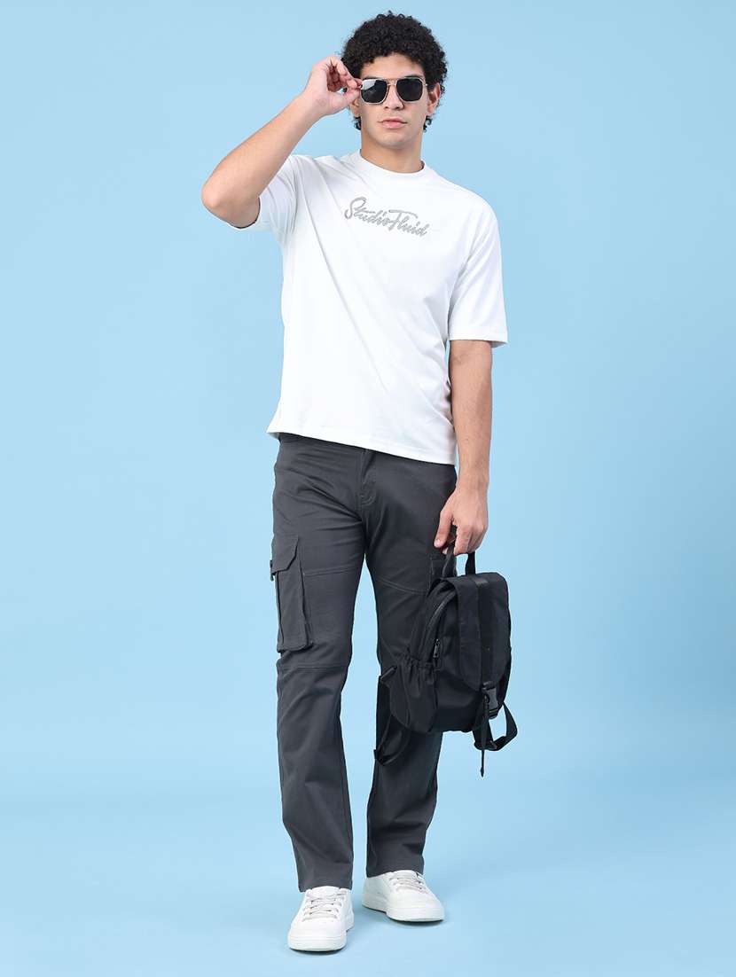 men solid mid rise regular fit cargo  - 22446973 -  Standard Image - 5