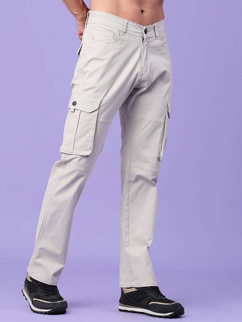 men solid mid rise regular fit cargo  - 22446975 -  Standard Image - 3