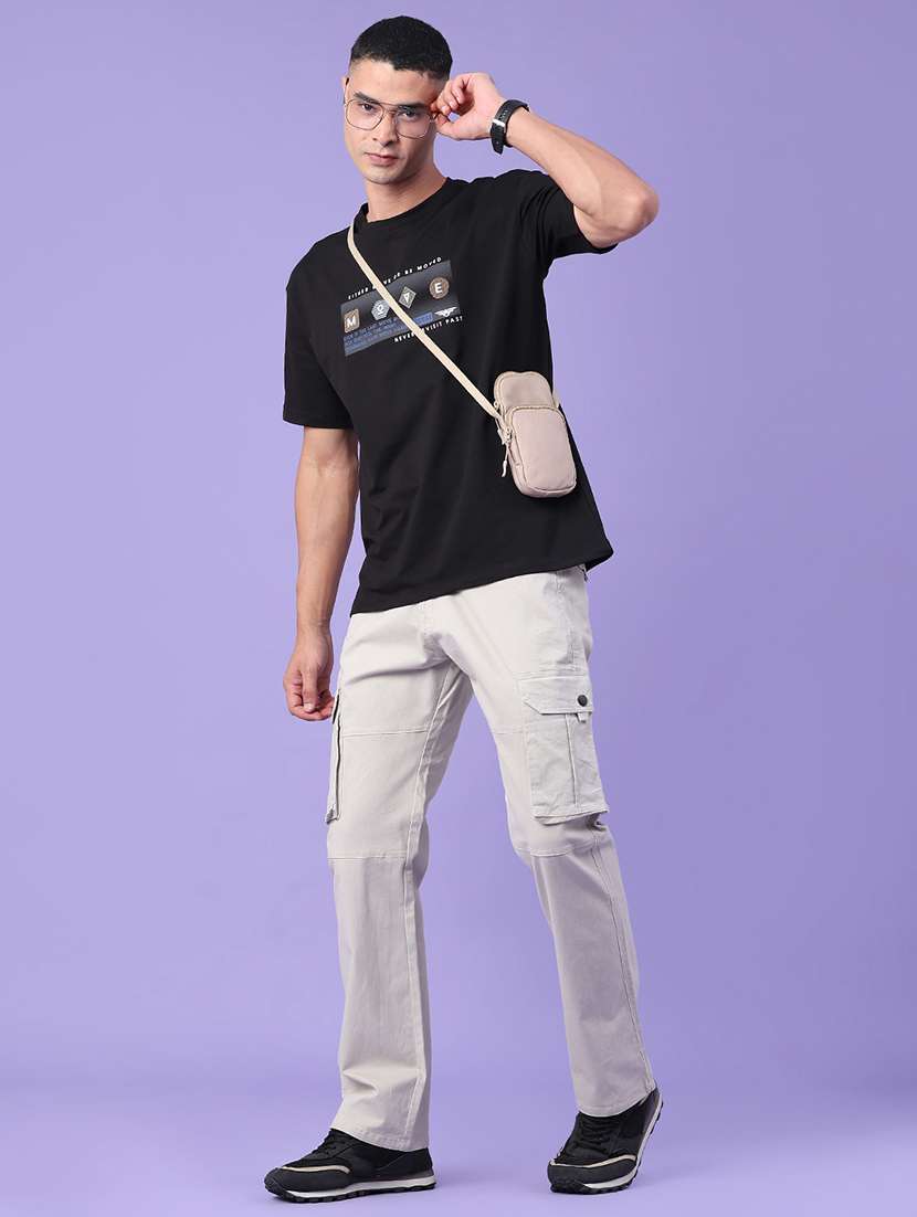 men solid mid rise regular fit cargo  - 22446975 -  Standard Image - 5