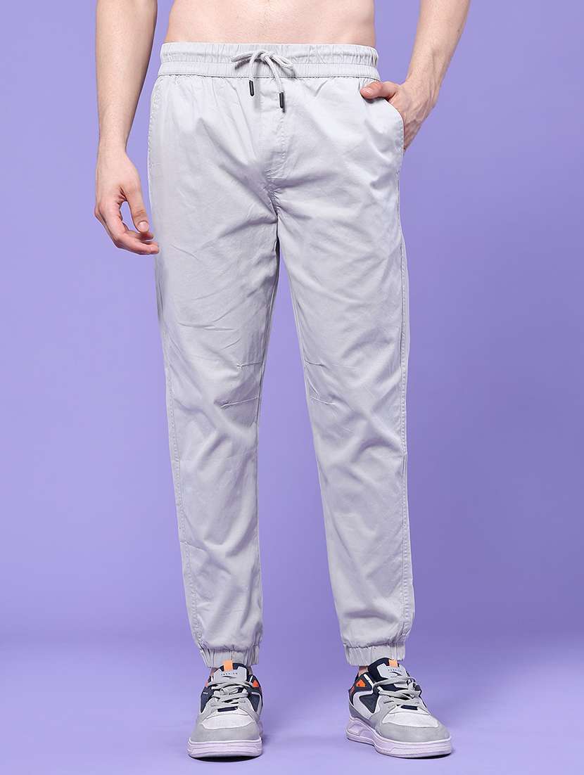 men solid mid rise regular fit jogger