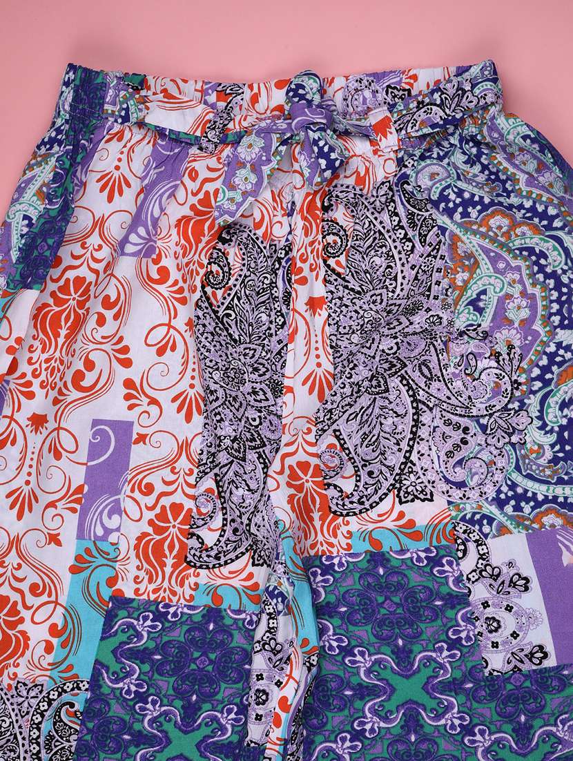 girls printed high rise straight trouser - 22447021 -  Standard Image - 3